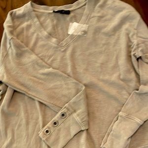NWT casual long sleeve top, waffle texture, mushroom color.  L